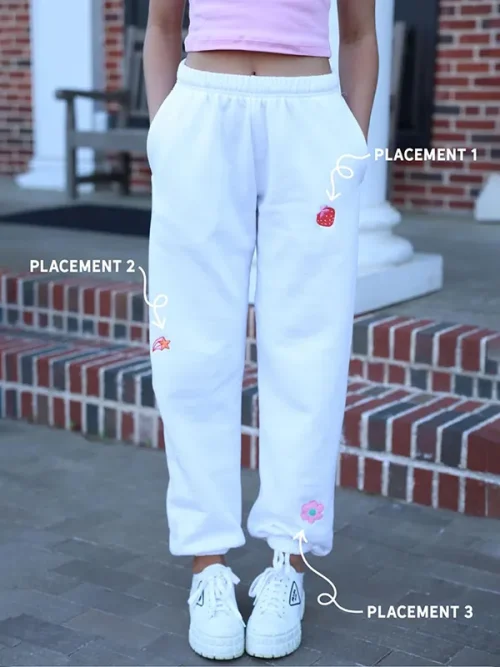Sweatpants Customize Strawberry Embroidery Joggers - Image 3