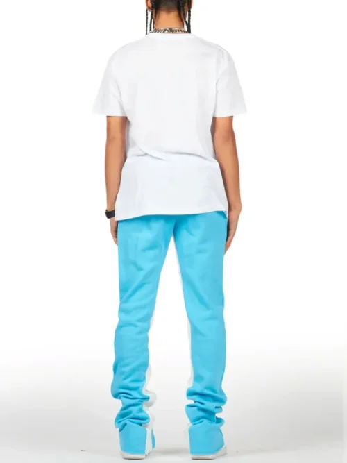 Custom Painted Sweatpants Sky Blue Flame Joggers - Image 5