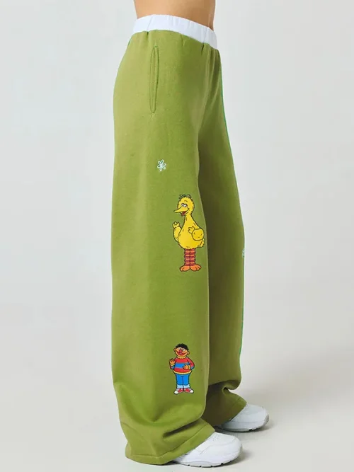 Design Custom Olive Green Wide-Leg Sweatpants - Image 3