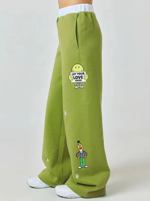 Design Custom Olive Green Wide-Leg Sweatpants - Image 4