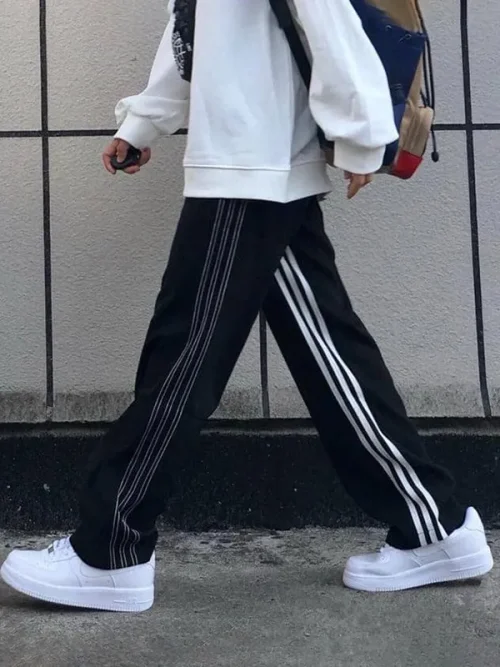 Custom Sweatpants Manufacturers Paneled Striped Loose Track Pants