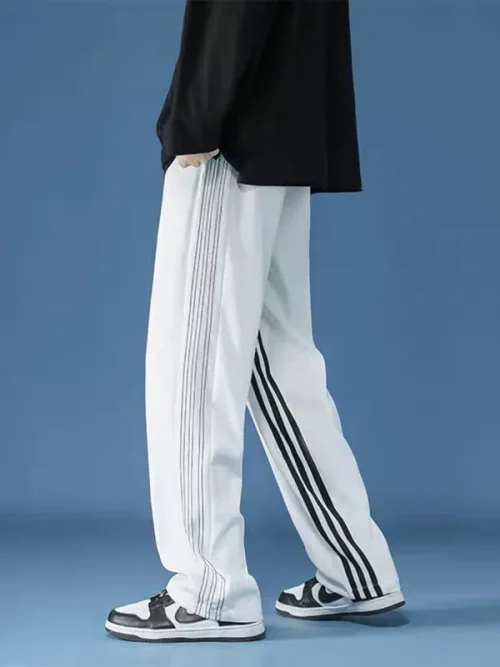 Custom Sweatpants Manufacturers Paneled Striped Loose Track Pants - Image 4