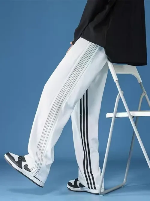 Custom Sweatpants Manufacturers Paneled Striped Loose Track Pants - Image 5