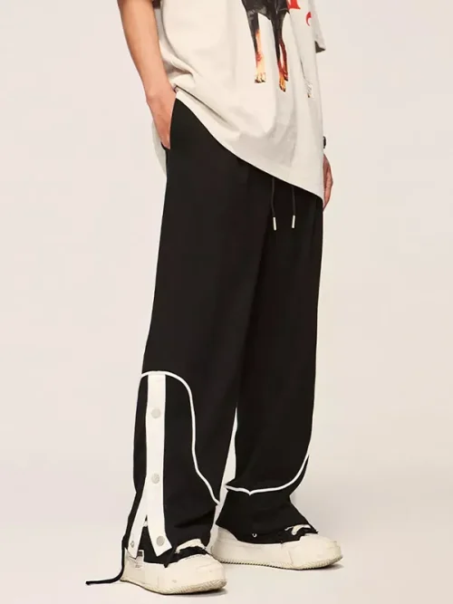 Alternative view of Customized Sweatpants Contrast Binding Grey Wide Leg Pants