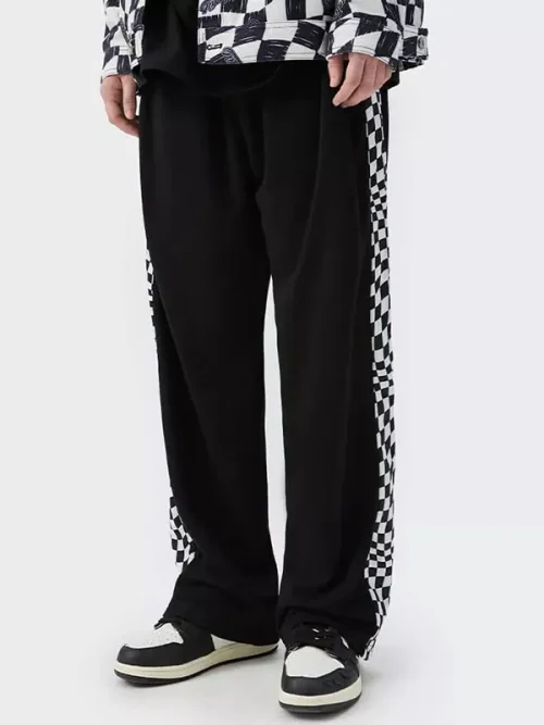 Custom Design Sweatpants Bold Green & White Checkered Side Stripe - Image 4