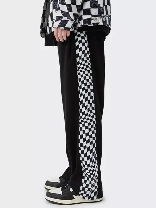 Custom Design Sweatpants Bold Green & White Checkered Side Stripe - Image 5
