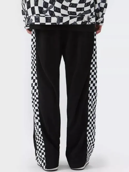 Custom Design Sweatpants Bold Green & White Checkered Side Stripe - Image 3