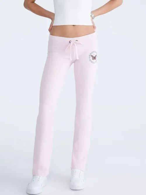 Custom Embroidered Sweatpants Ballet Pink Trousers