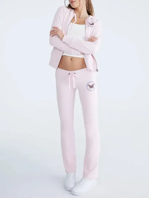 Alternative view of Custom Embroidered Sweatpants Ballet Pink Trousers