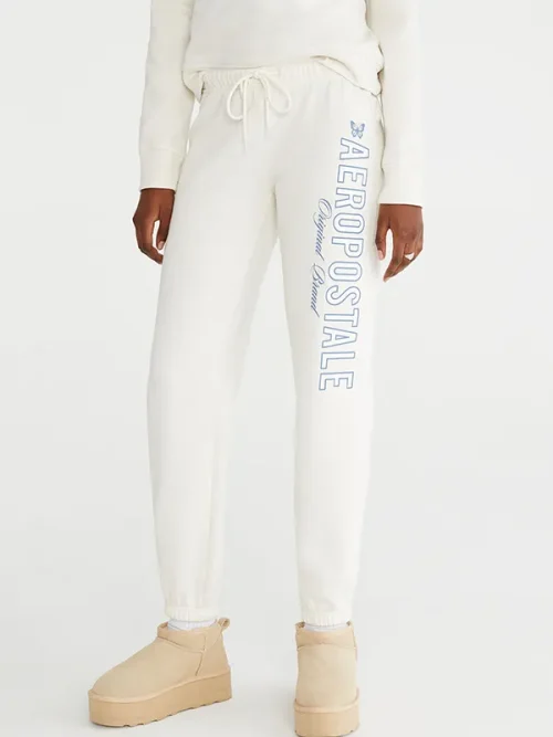 Custom Ink Sweatpants Crisp White Contrast Blue Typography
