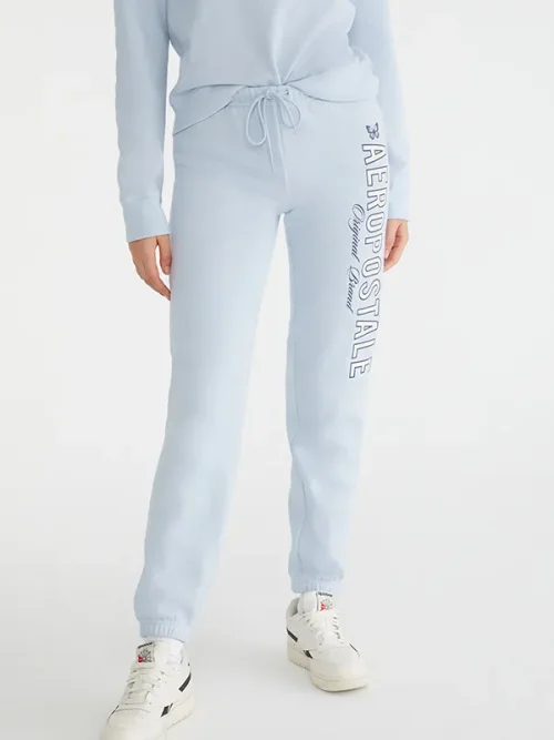Custom Ink Sweatpants Crisp White Contrast Blue Typography - Image 5