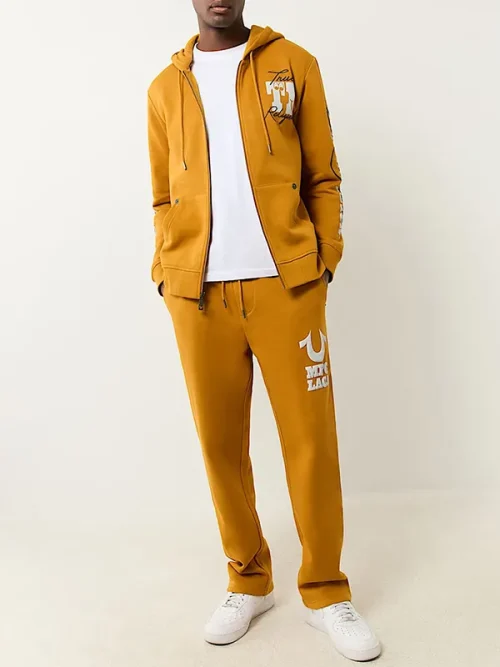 Custom Printed Sweatpants Mustard Yellow Track Pants - Image 6