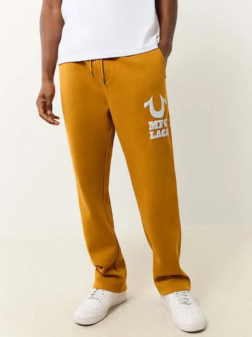 Alternative view of Custom Printed Sweatpants Mustard Yellow Track Pants