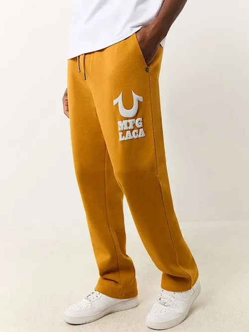 Custom Printed Sweatpants Mustard Yellow Track Pants