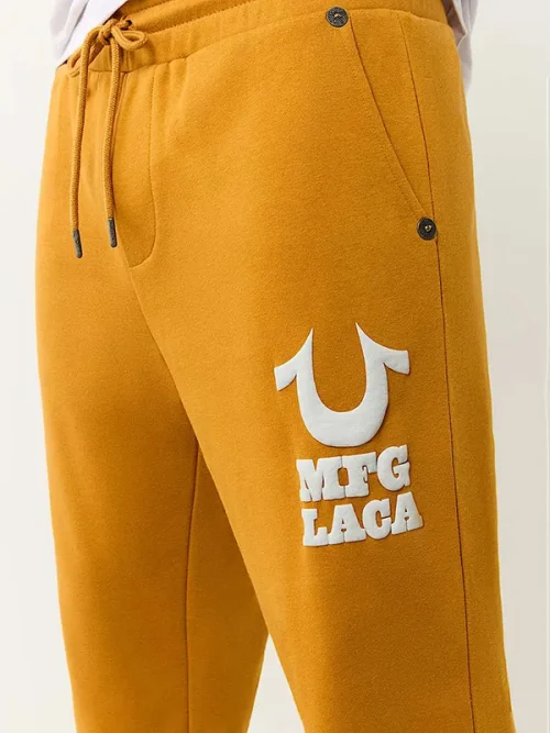Custom Printed Sweatpants Mustard Yellow Track Pants - Image 5