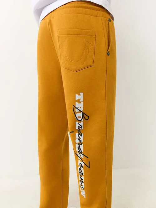 Custom Printed Sweatpants Mustard Yellow Track Pants - Image 4