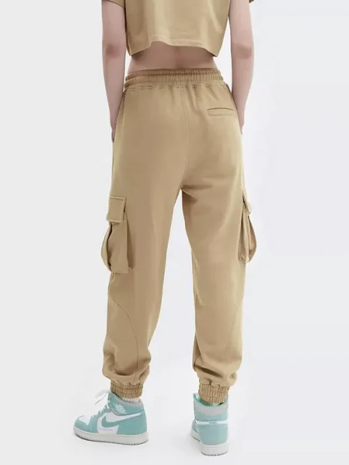 Custom Made Sweatpants Khaki Multi-Pocket Overalls - Image 3