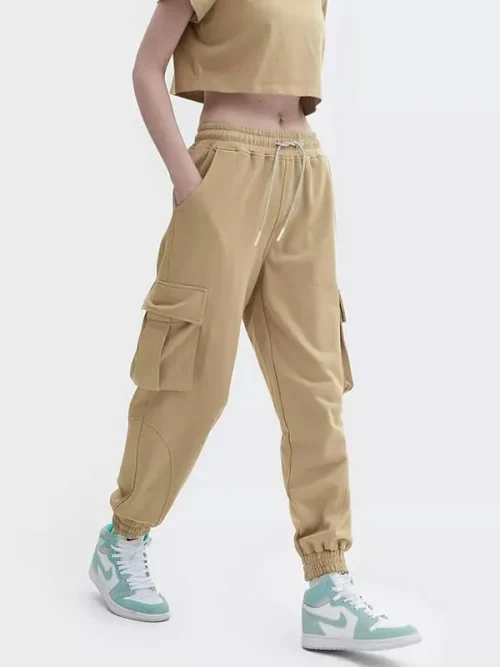 Alternative view of Custom Made Sweatpants Khaki Multi-Pocket Overalls