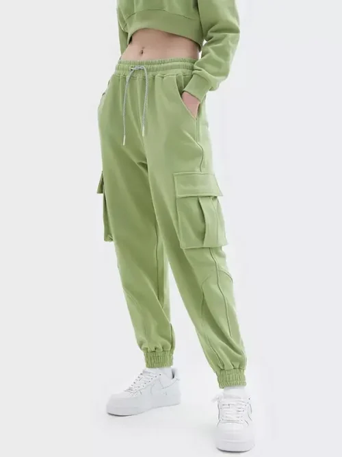 Custom Made Sweatpants Khaki Multi-Pocket Overalls - Image 5