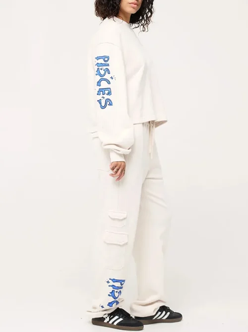 Custom Sweatpants Design Beige Loose-Fitting Cropped Pants - Image 5