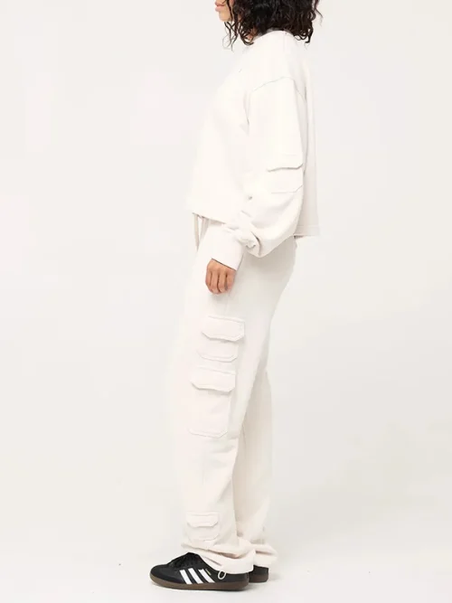 Custom Sweatpants Design Beige Loose-Fitting Cropped Pants - Image 6