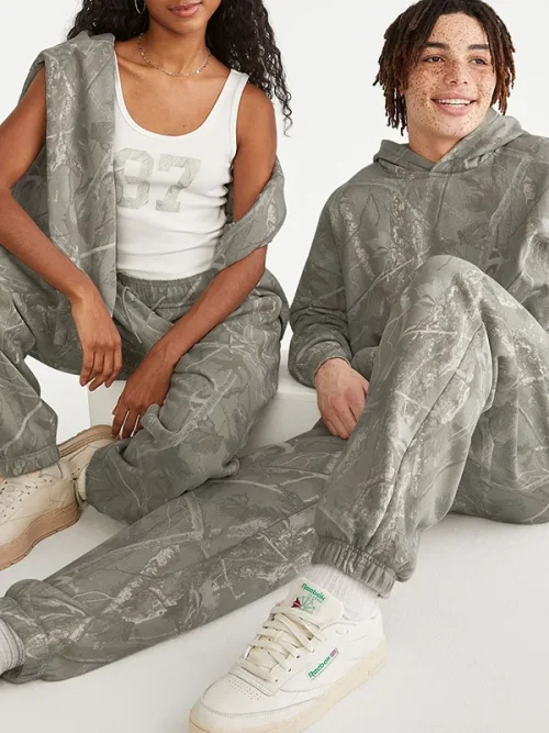 Custom Photo Sweatpants Jungle Green Branches Camouflage Trousers - Image 3