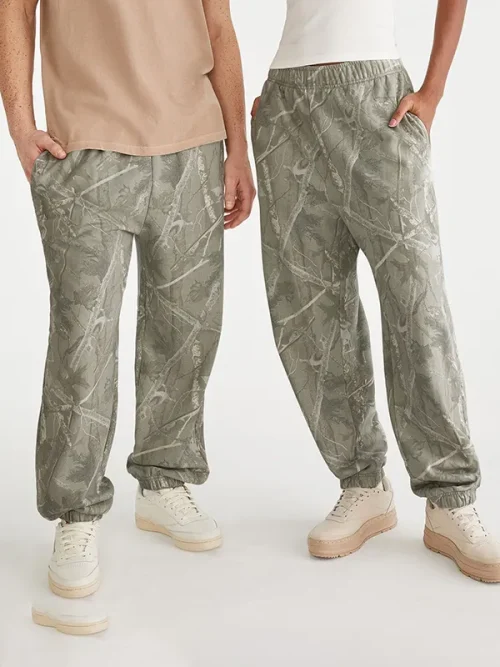 Custom Photo Sweatpants Jungle Green Branches Camouflage Trousers