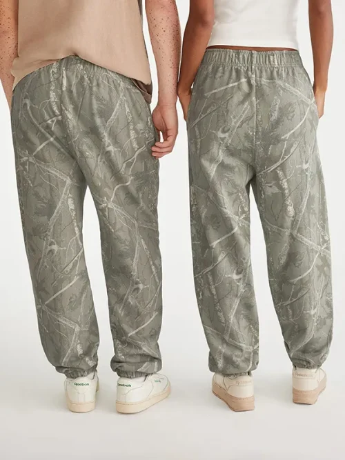 Alternative view of Custom Photo Sweatpants Jungle Green Branches Camouflage Trousers