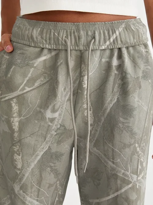 Custom Photo Sweatpants Jungle Green Branches Camouflage Trousers - Image 4
