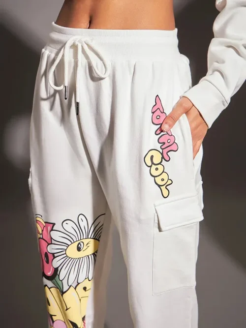 Custom Print Sweatpants Hand-painted floral Track Pants - Image 5