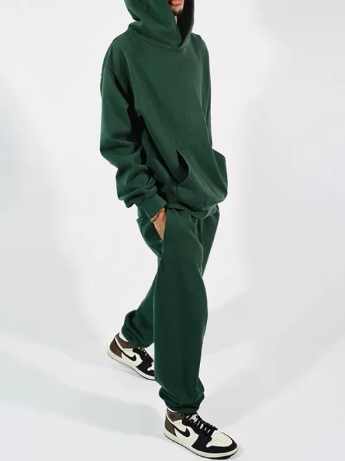 Alternative view of Custom Sweatpants And Hoodies Dark Green Multi-Pocket Cropped Pants