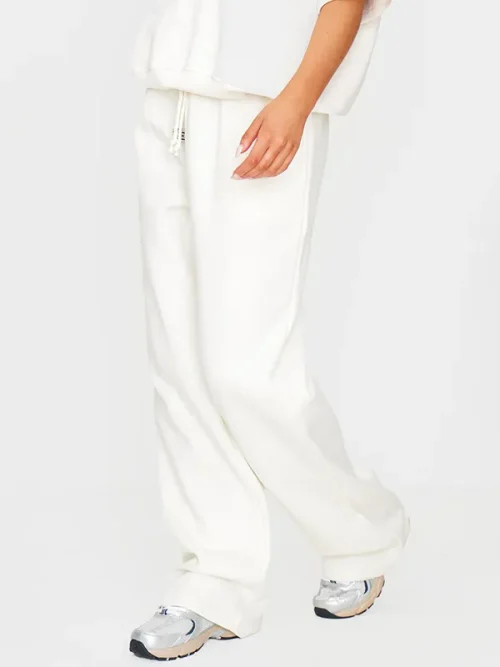 Custom White Sweatpants Three Dimensional Tailoring Wide Legs