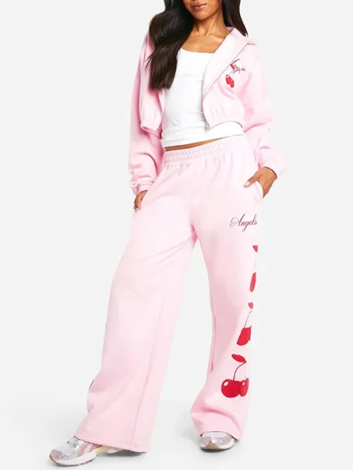 Alternative view of Custom Hoodies And Pink Wide-leg Sweatpants