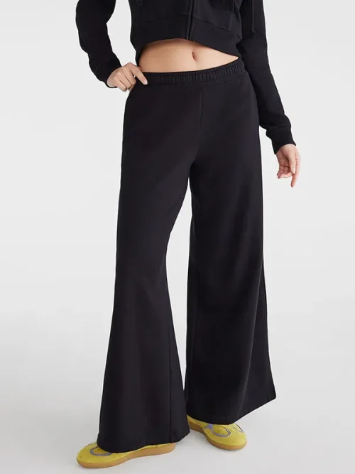 Custom elastic waist Light gray Flare Sweatpants - Image 4
