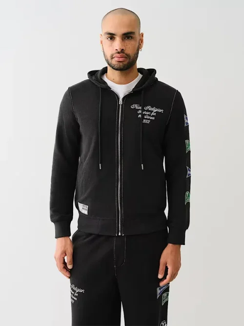 Custom sports tracksuits statement blue embroidered hoodie - Image 5