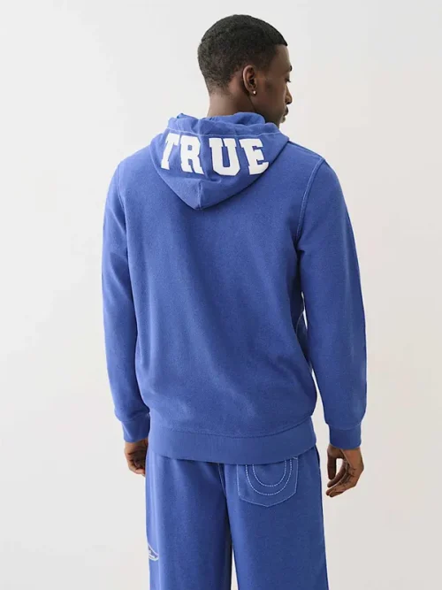 Custom sports tracksuits statement blue embroidered hoodie - Image 3