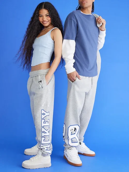 Custom Text Sweatpants Sweatpants Grey Cotton Jogger - Image 4