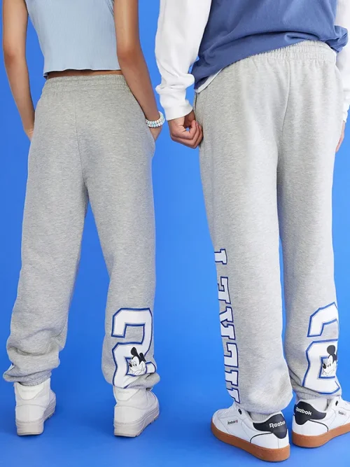 Custom Text Sweatpants Sweatpants Grey Cotton Jogger - Image 3