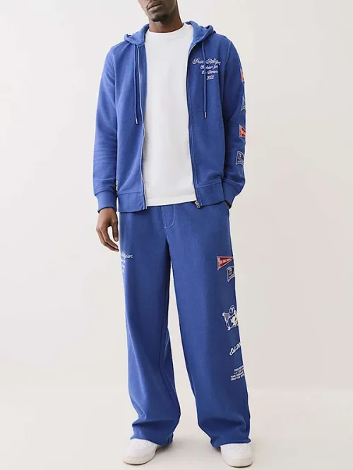 custom sweatpants leg print french terry loose pants - Image 4