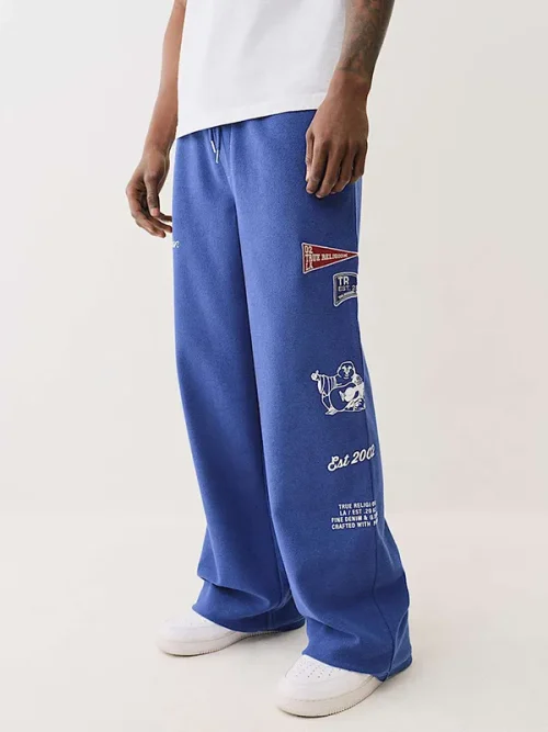 custom sweatpants leg print french terry loose pants