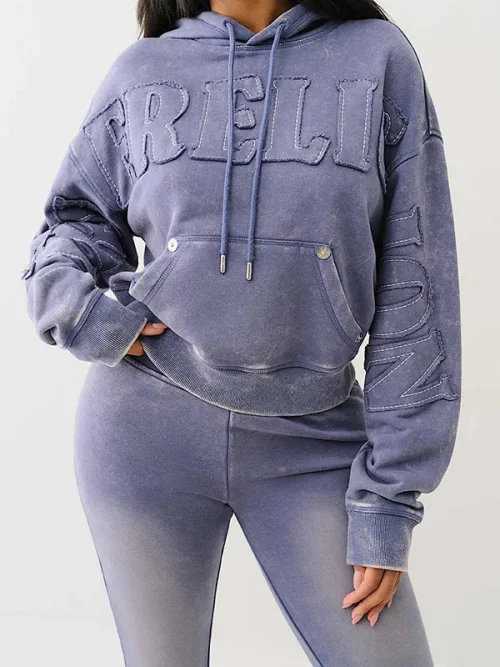Hooded sweatshirt manufacturers retro patchwork pattern logo snowflake Tracksuit - Image 3