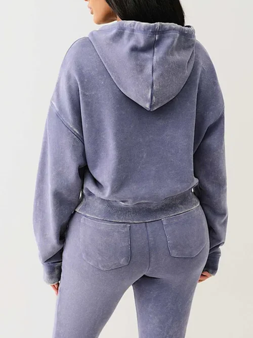 Hooded sweatshirt manufacturers retro patchwork pattern logo snowflake Tracksuit - Image 4