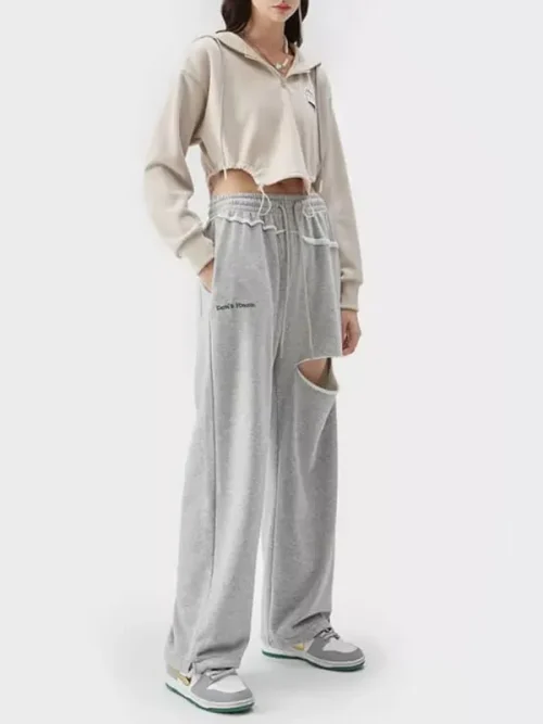 Women sweatshirt manufacturers cropped half-zip drawstring hoodie - Image 4