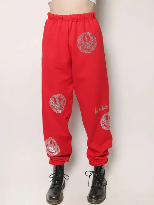 Custom Rhinestone Black Elastic Waist Sweatpants - Image 6