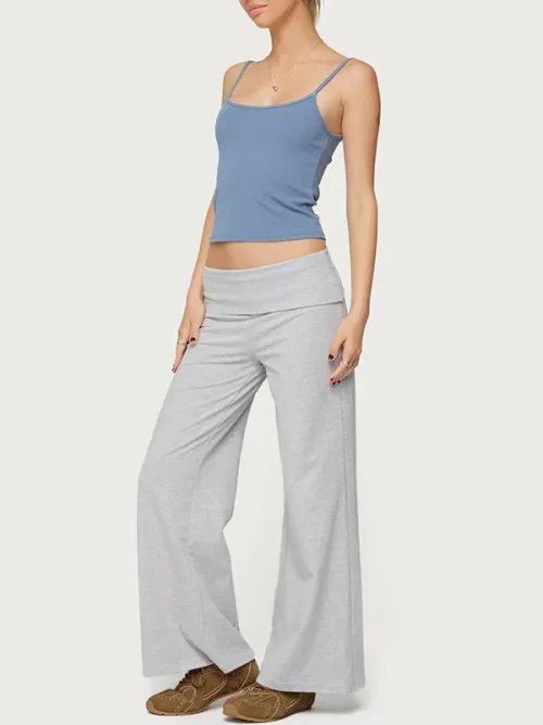 Alternative view of Custom Grey Sweatpants Wide Leg Fold Over Pants