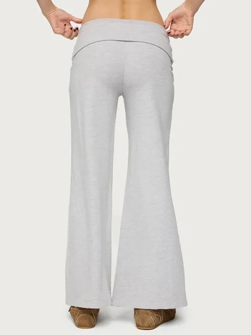 Custom Grey Sweatpants Wide Leg Fold Over Pants - Image 5
