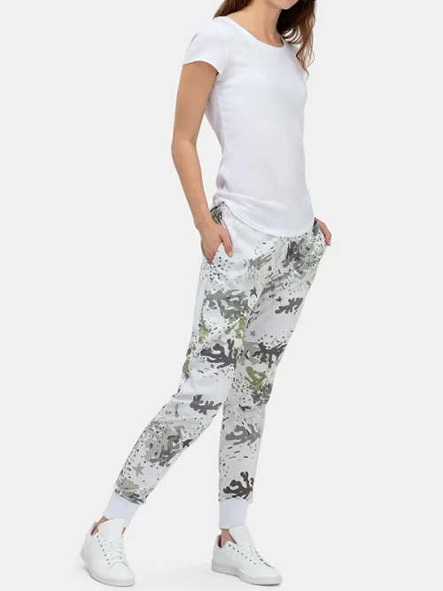 Custom sweatpants women's white fallen leaves camouflage pants - Image 4