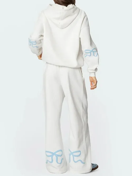 Alternative view of Custom womens light blue cloud-effect wide-leg  sweatpants