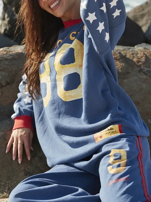 Alternative view of Custom size sweatpants red and yellow contrasting side stripe pants