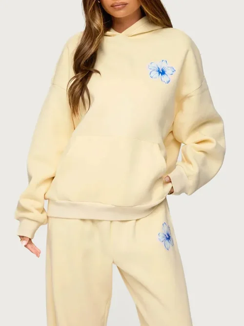 Hoodie and sweatpants custom tropical bloom print - Image 3